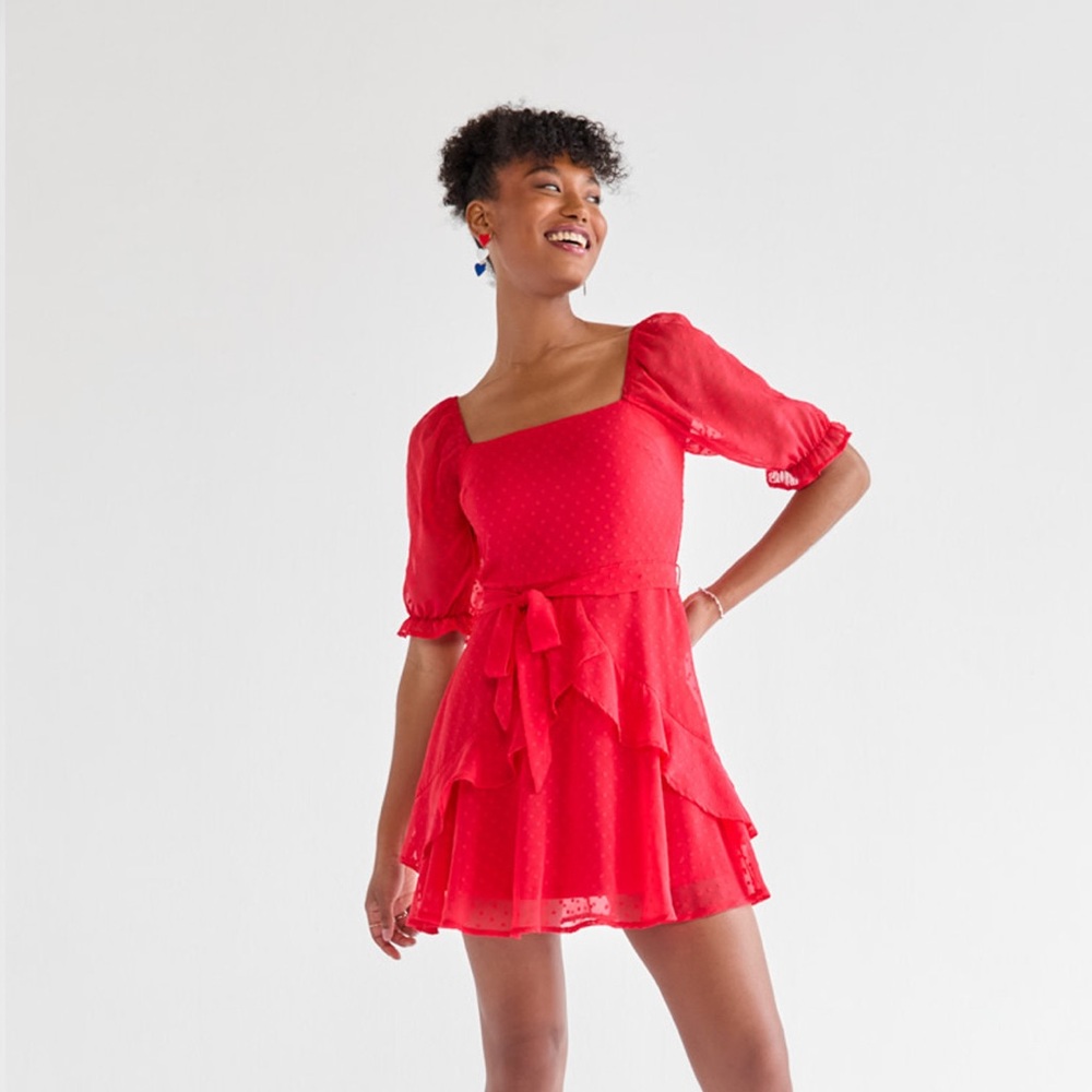 Francesca's Joyce Ruffle Hem Mini Dress